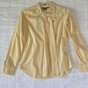 Yellow slim fit womens button up
